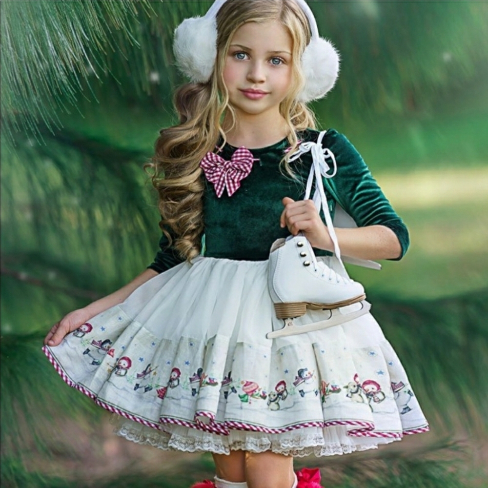 Dollcake SANTA Christmas Holiday frock dress gown 5T 5